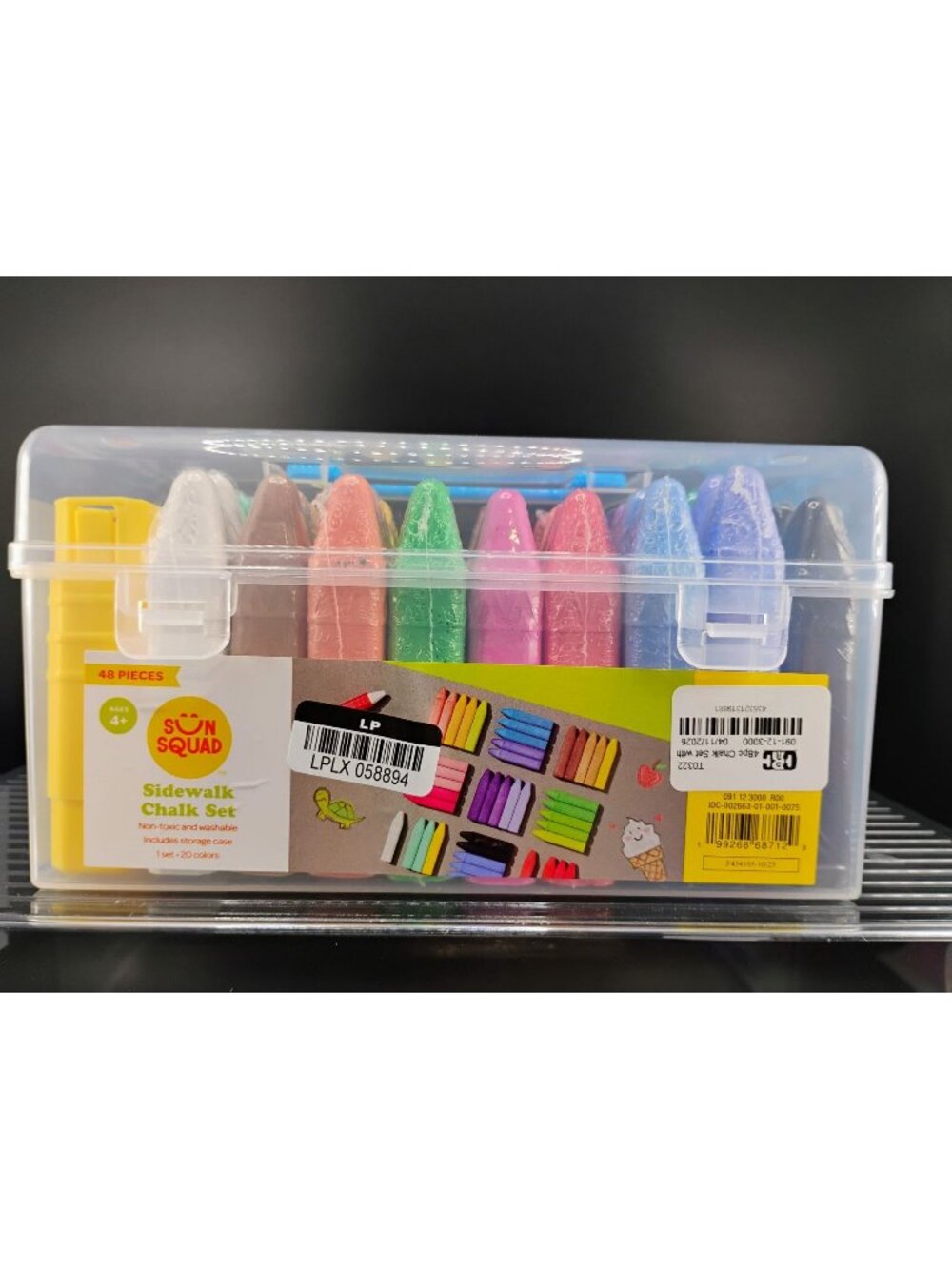 Sidewalk Chalk Set 48 Pieces Non-Toxic Washable With Case Ages 4+